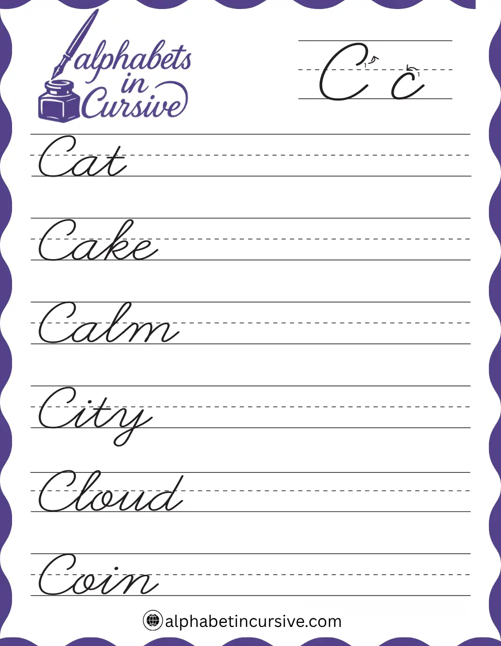 Cursive Words C  worksheet