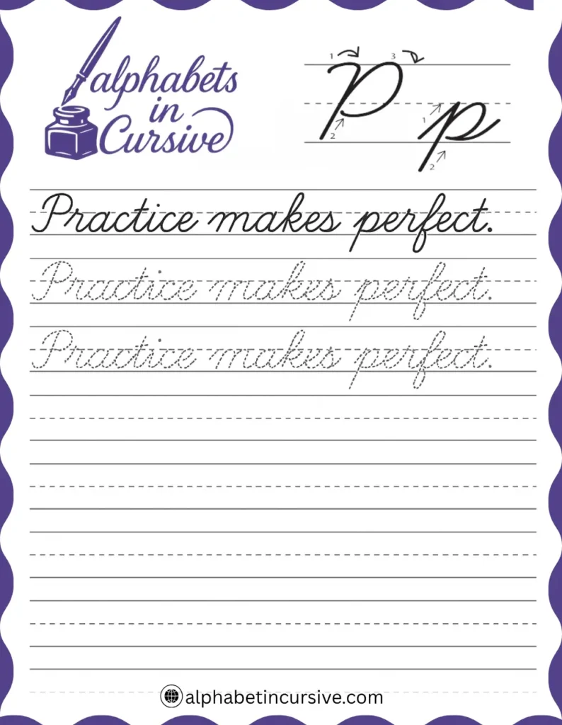 Practice makes Perfect Cursive Sentence worksheet