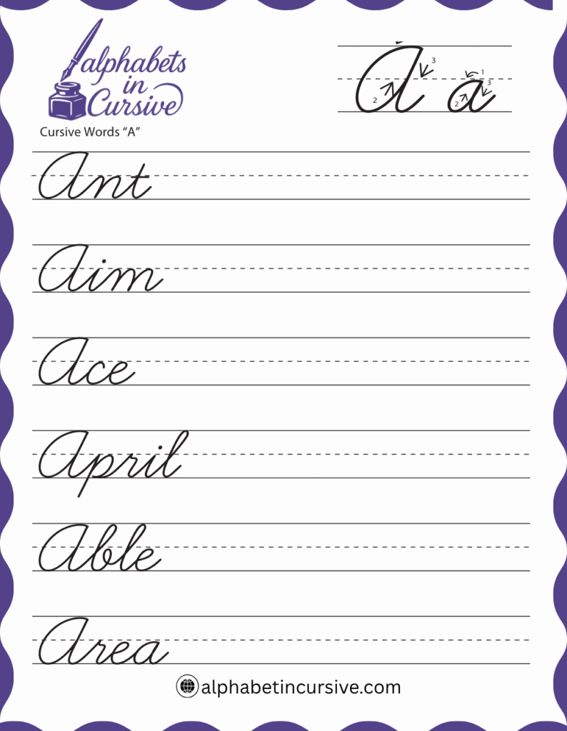 Cursive Words A 