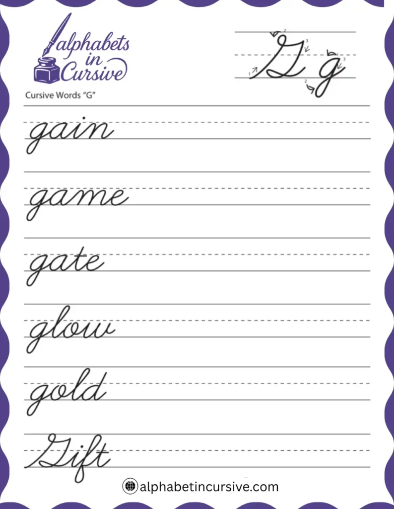 Cursive Words G