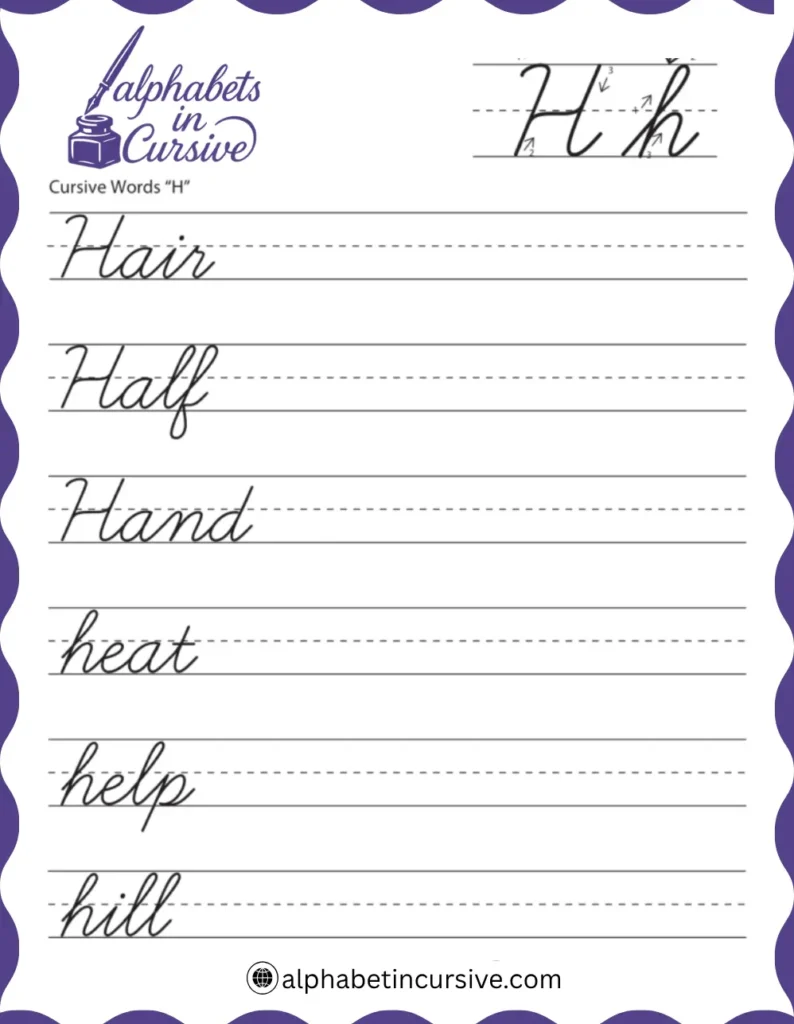 Cursive Words H