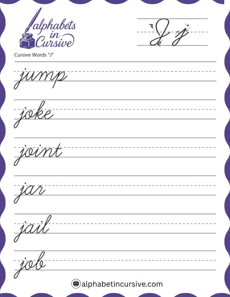 Cursive Words J