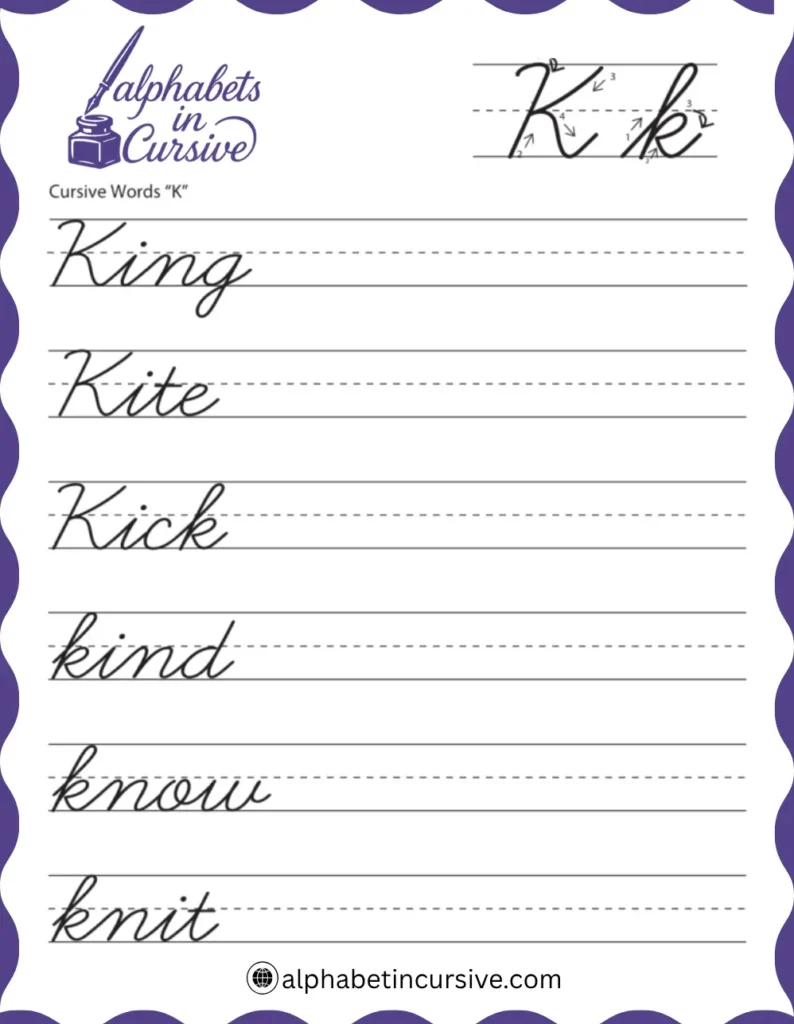 Cursive Words K