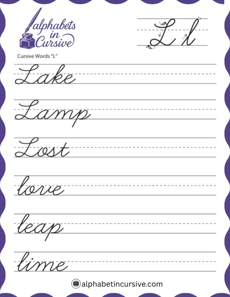 Cursive Words L