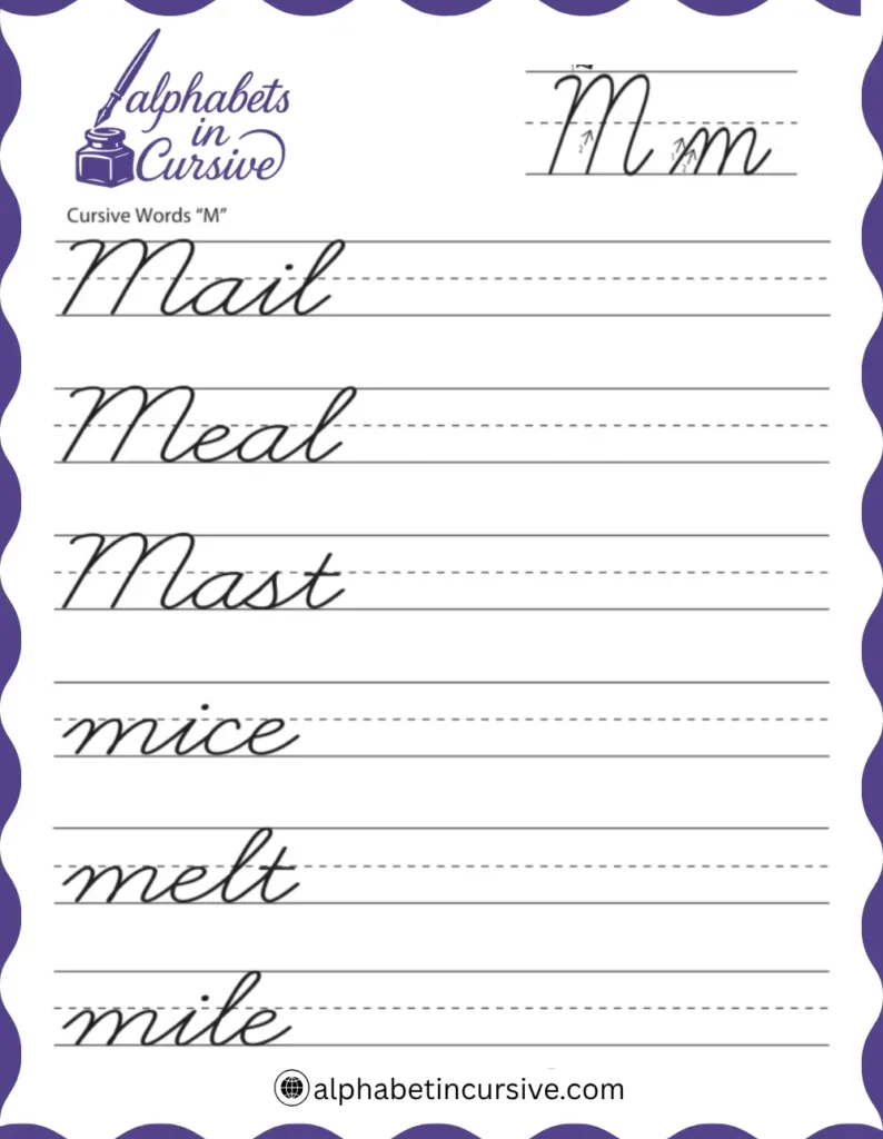 Cursive Words M