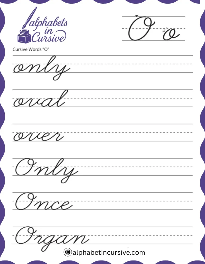 Cursive Words O