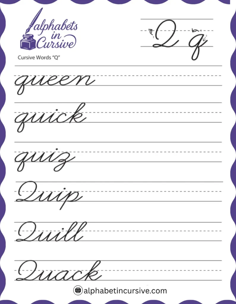 Cursive Words Q