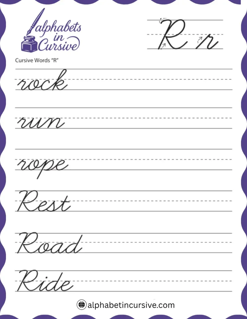 Cursive Words R