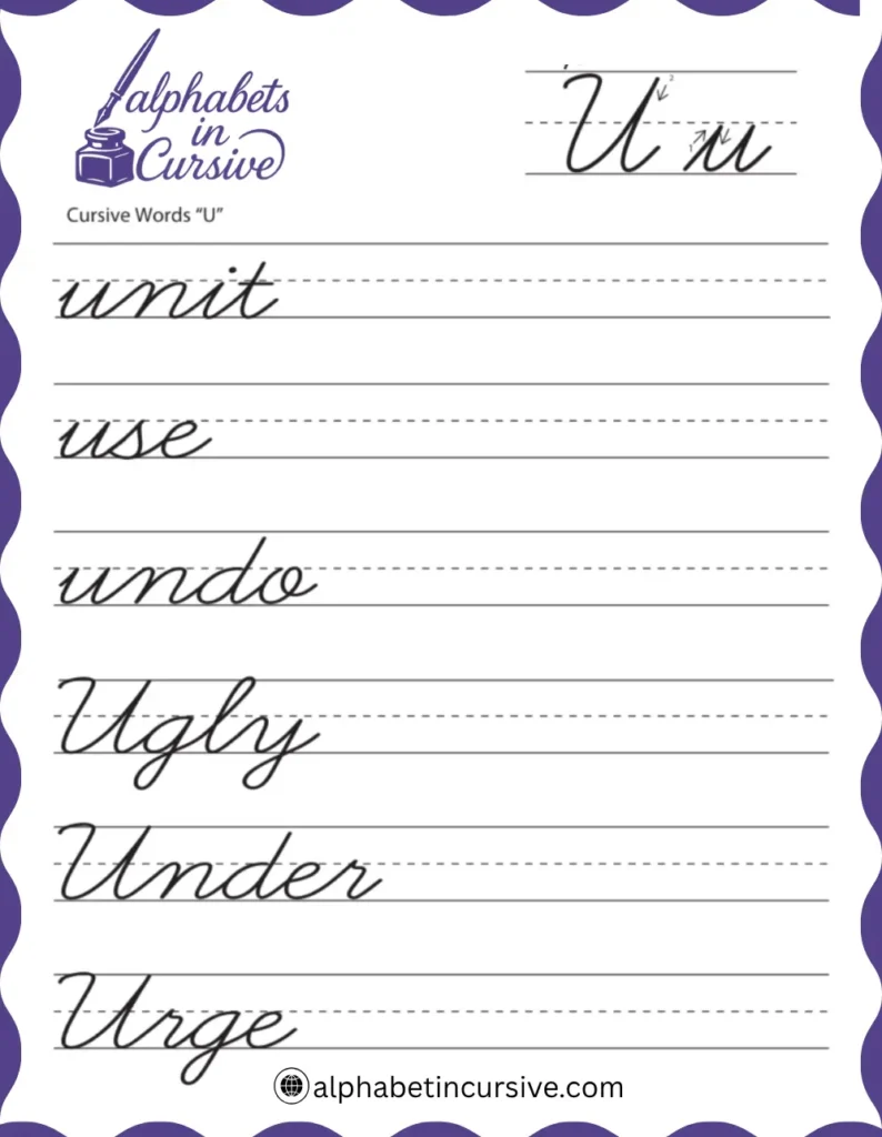 Cursive Words U