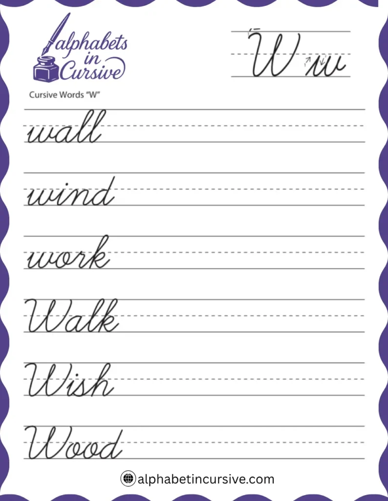 Cursive Words W