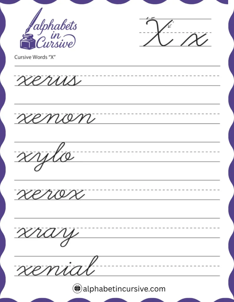 Cursive Words X