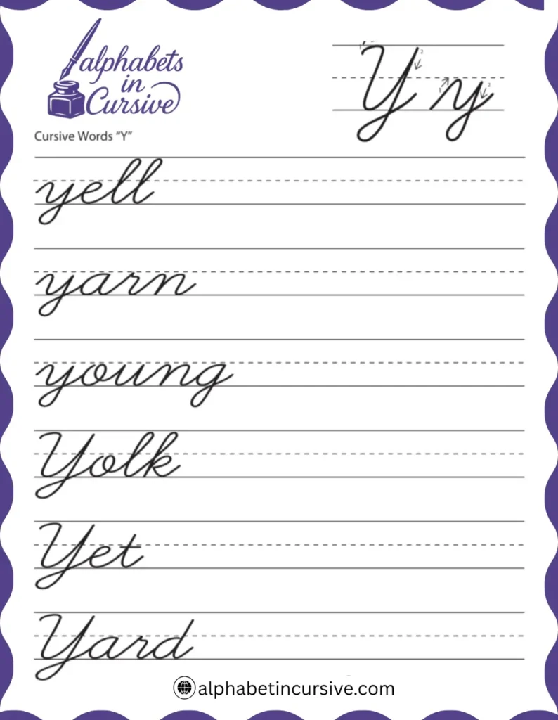 Cursive Words Y