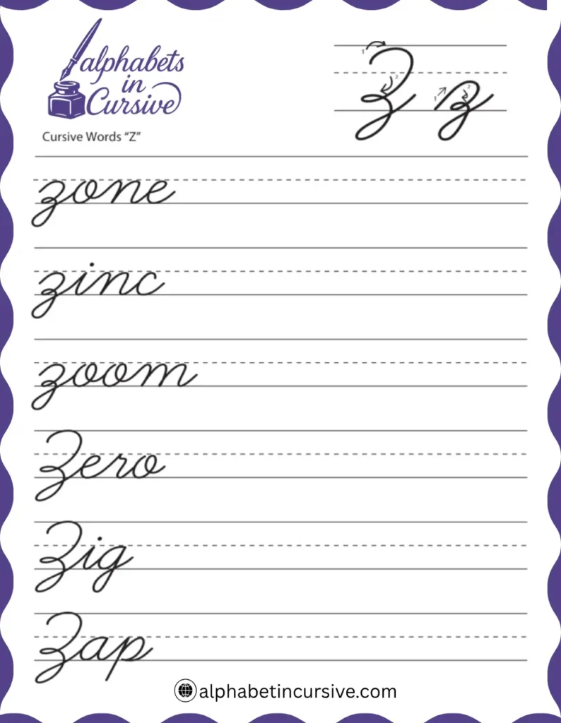 Cursive Words Z