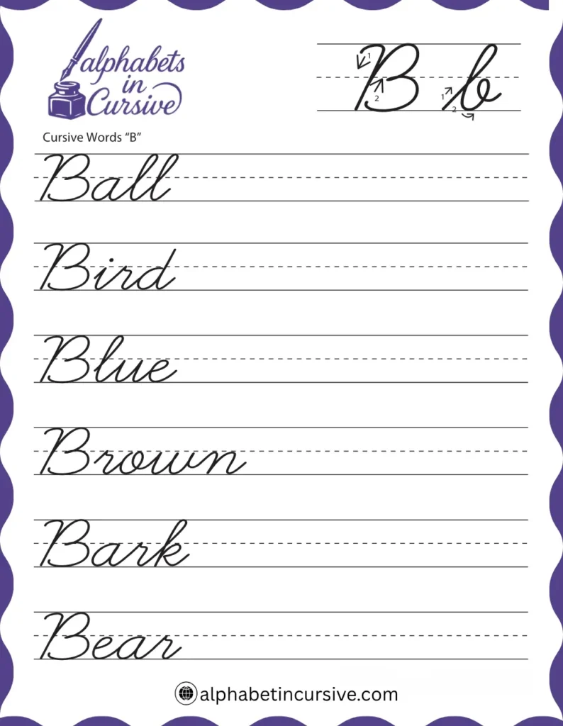 Cursive words B 