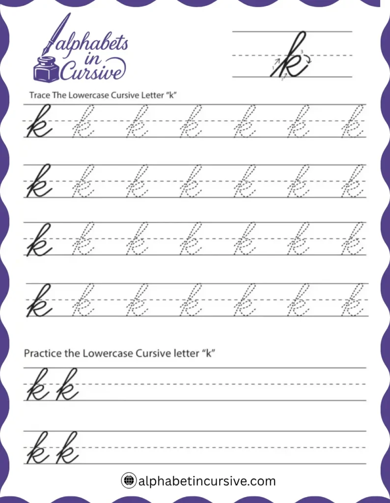 Lowercase Cursive Alphabet K