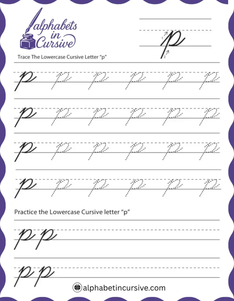 Lowercase Cursive Alphabet P