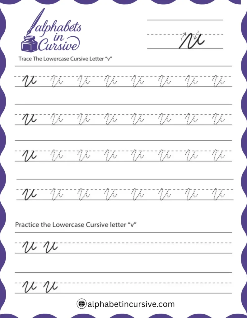Lowercase Cursive Alphabet V