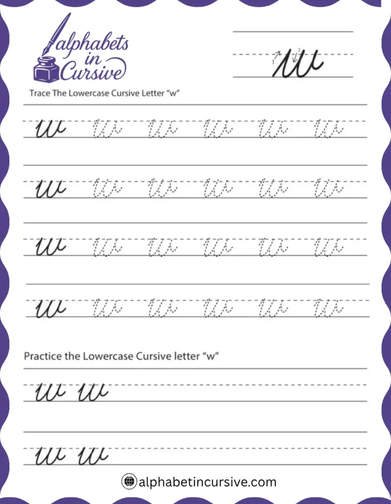 Lowercase Cursive Alphabet W