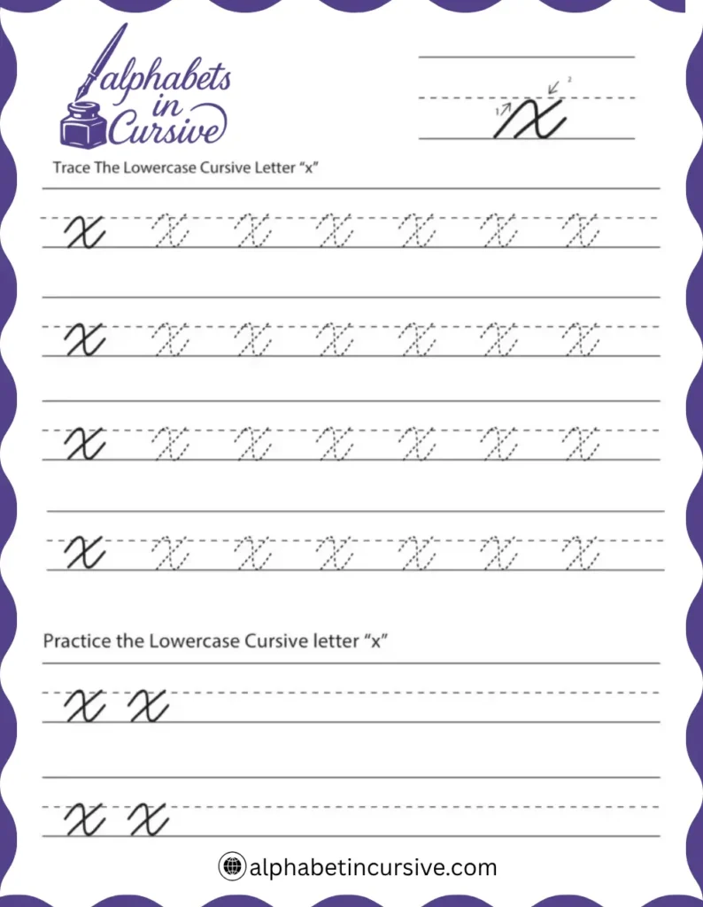 Lowercase Cursive Alphabet X