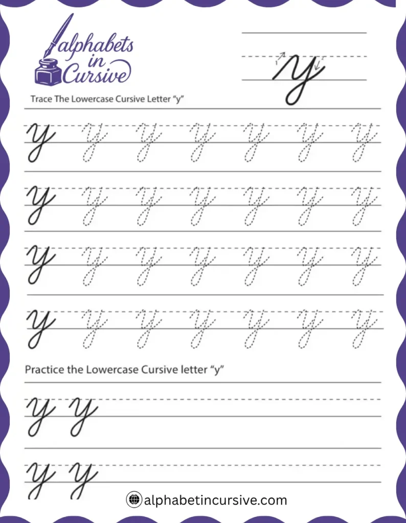 Lowercase Cursive Alphabet Y