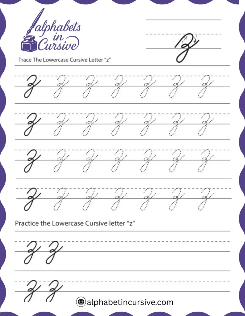 Lowercase Cursive Alphabet Z