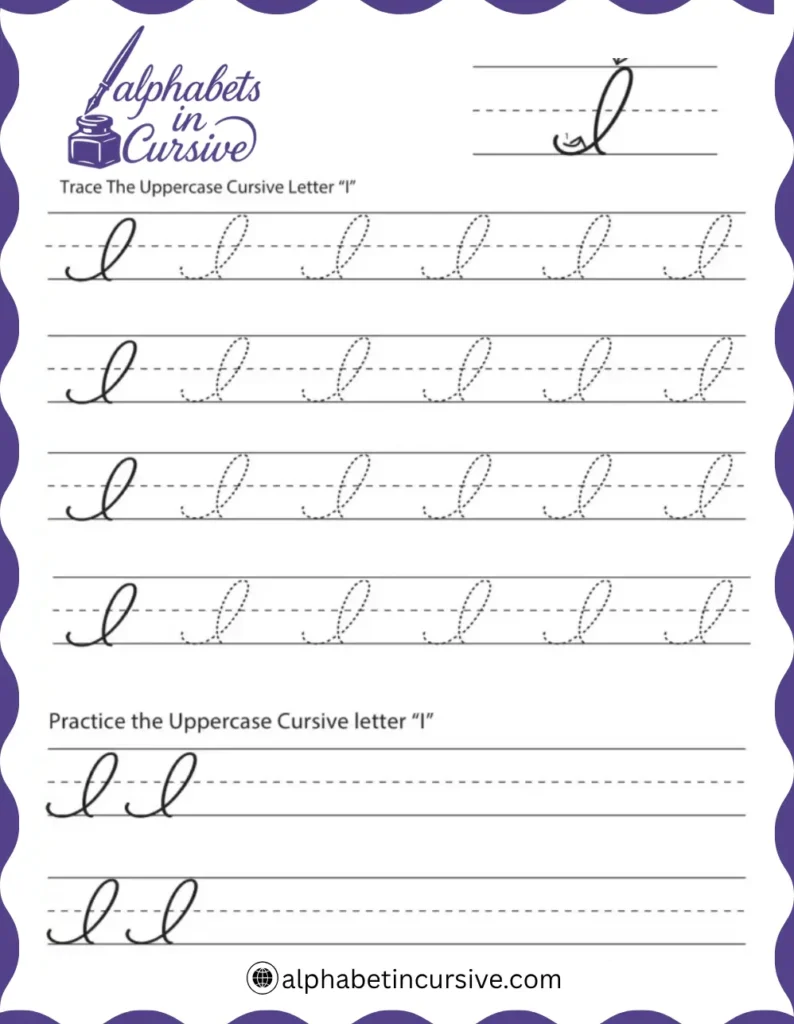 Uppercase Cursive Alphabet I