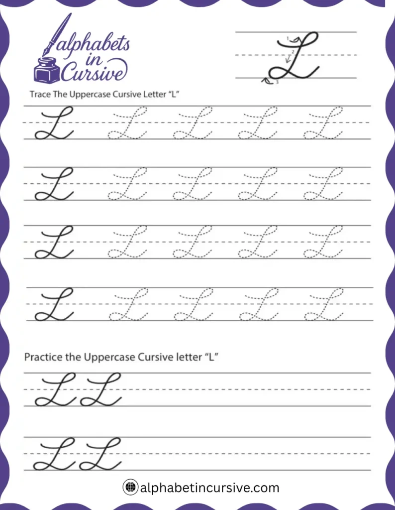 Uppercase Cursive Alphabet L