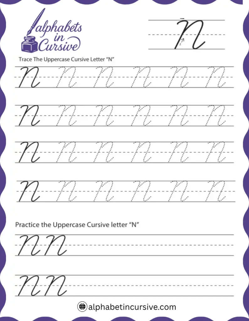 Uppercase Cursive Alphabet N