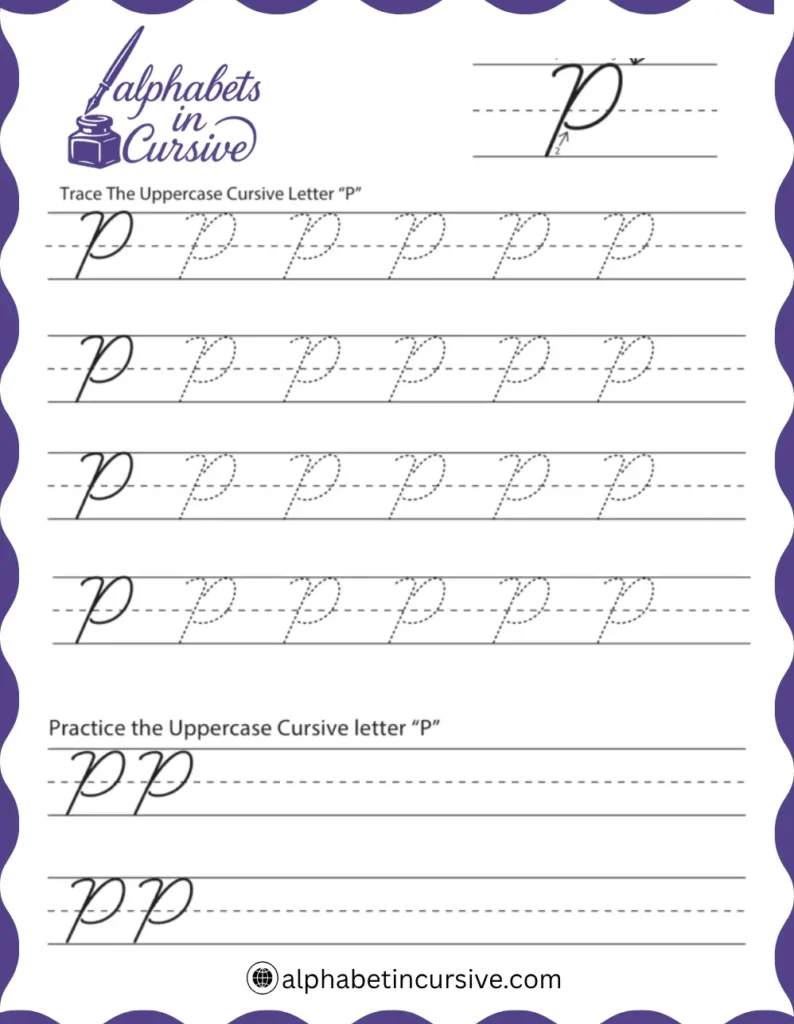 Uppercase Cursive Alphabet letter P