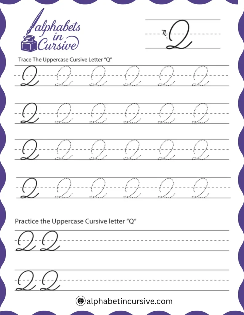 Uppercase Cursive Alphabet Q