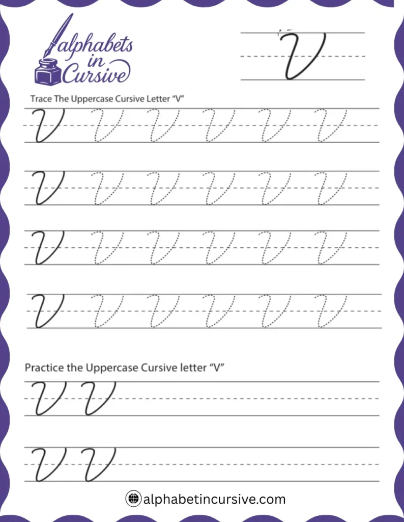 Uppercase Cursive Alphabet V