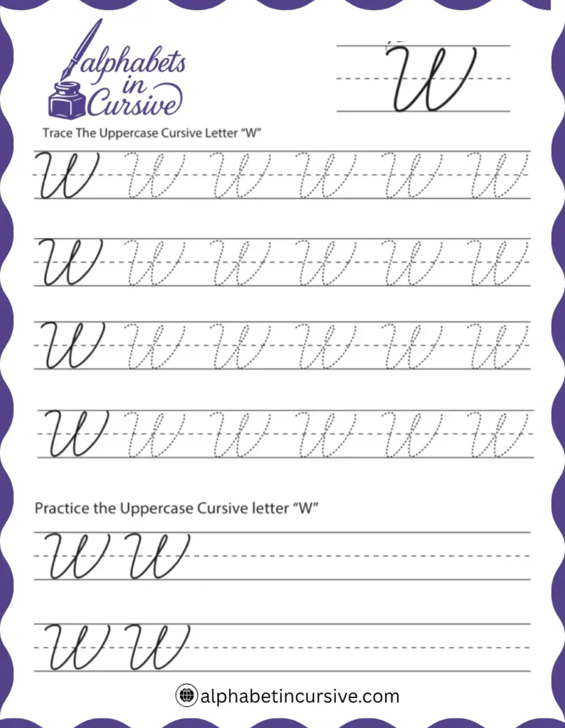 Uppercase Cursive Alphabet W