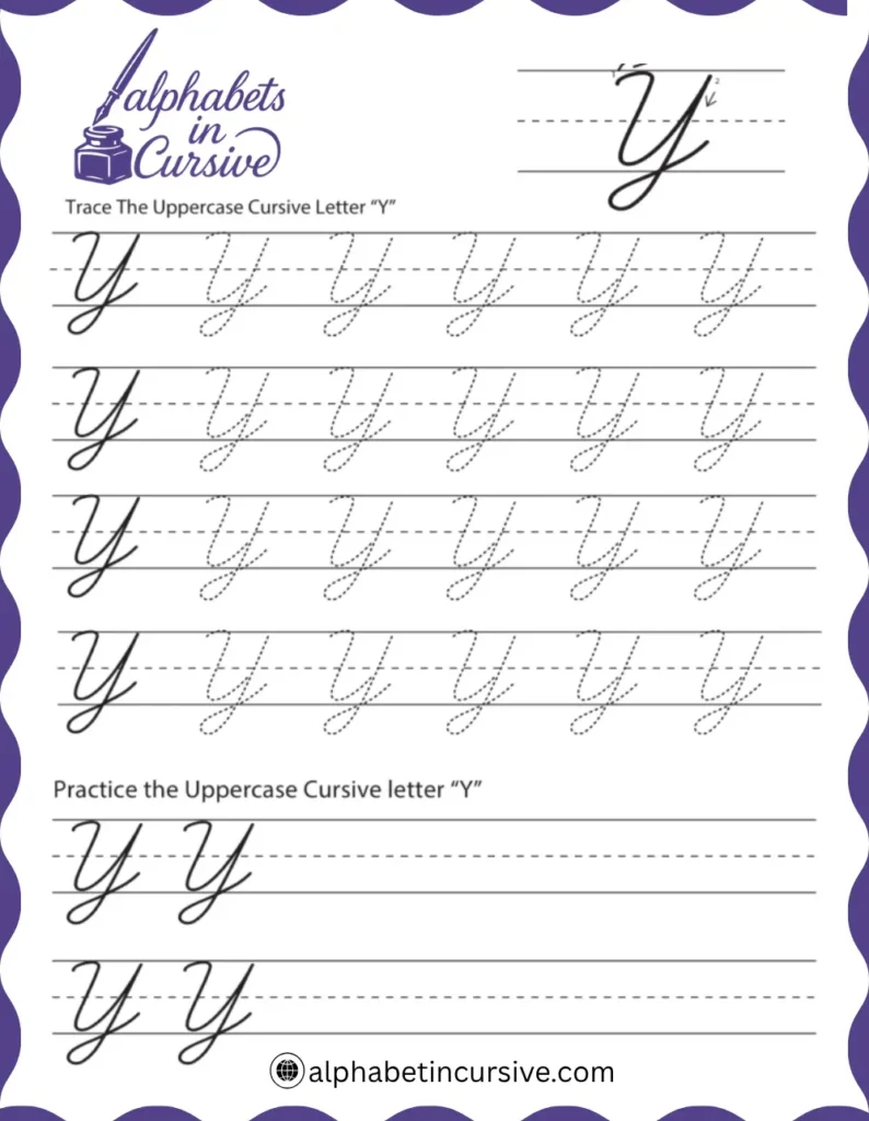 Uppercase Cursive Alphabet Y