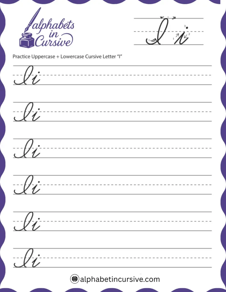 Uppercase + Lowercase Cursive Alphabet I