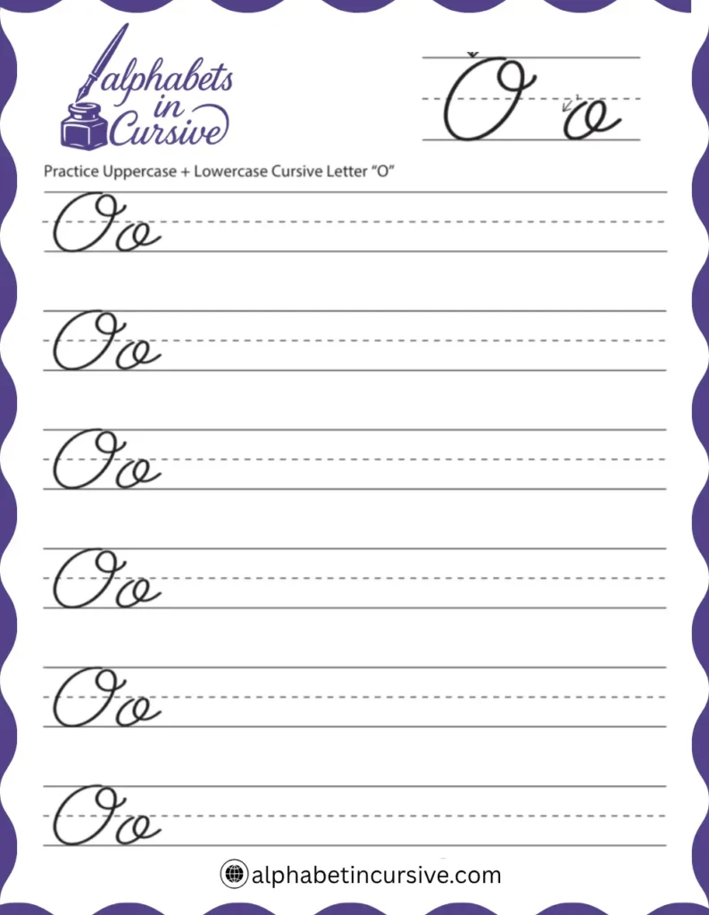 Uppercase + Lowercase Cursive Alphabet O