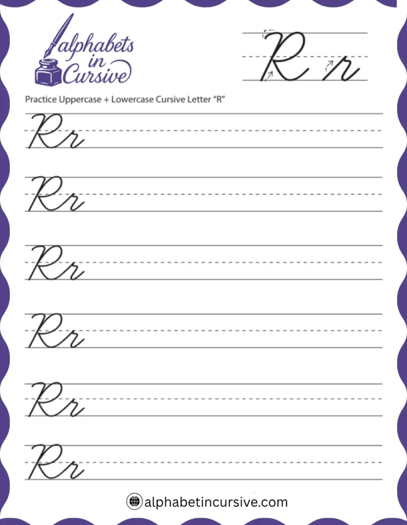 Uppercase Lowercase Cursive Alphabet R