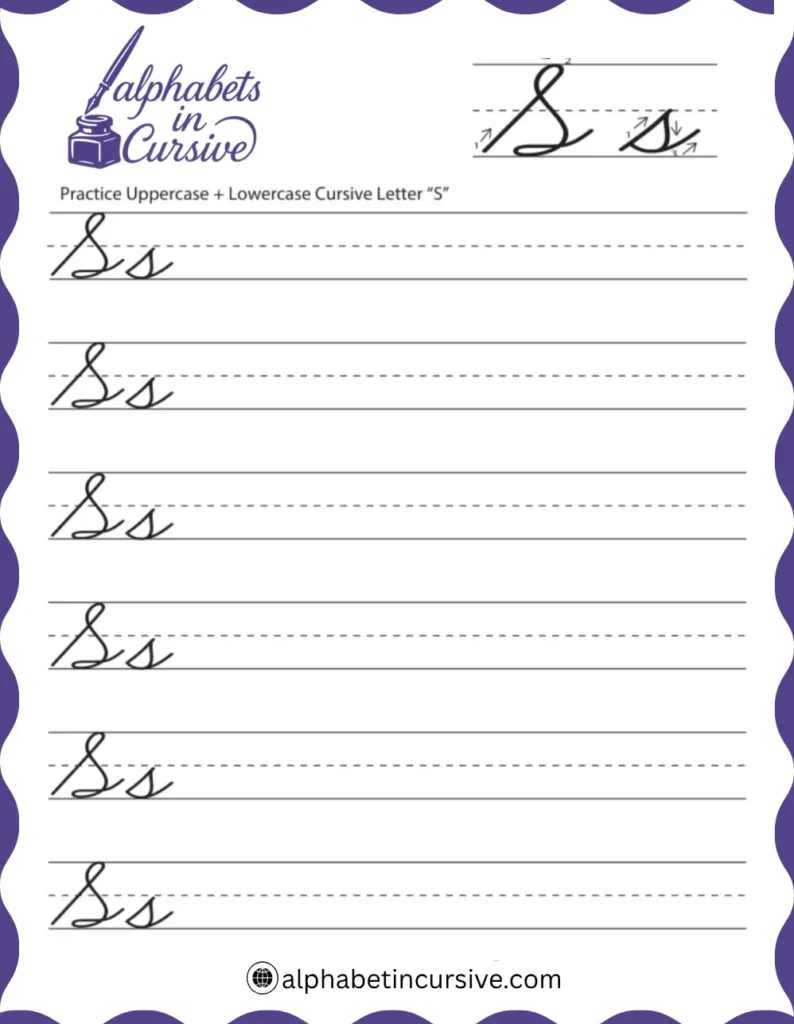 Uppercase + Lowercase Cursive Alphabet S
