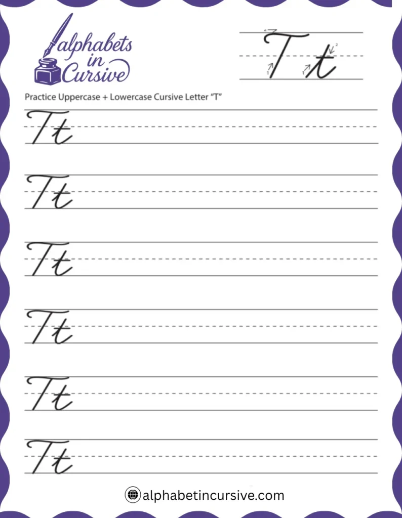 Uppercase + Lowercase Cursive Alphabet T