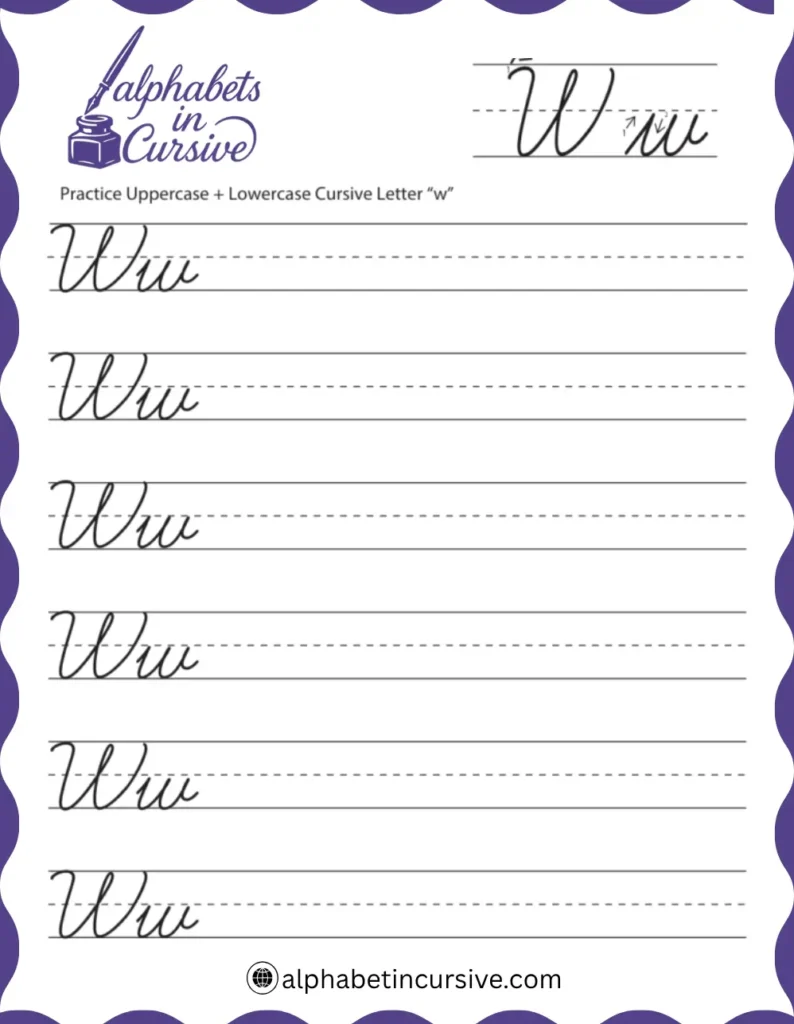 Uppercase + Lowercase Cursive Alphabet W