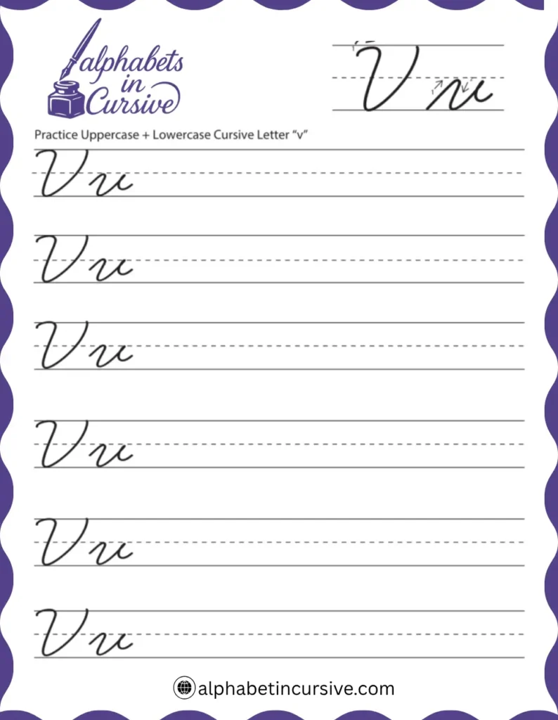 Uppercase + Lowercase Cursive V