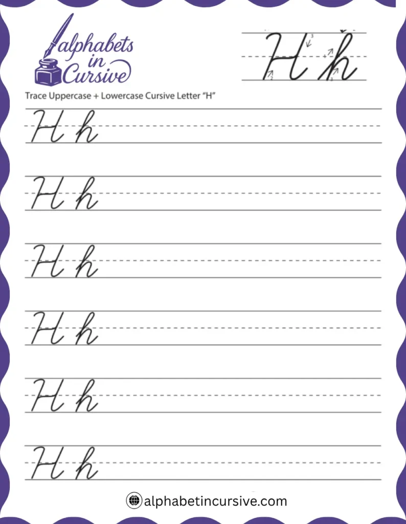 Uppercase + lowercase Cursive Alphabet H