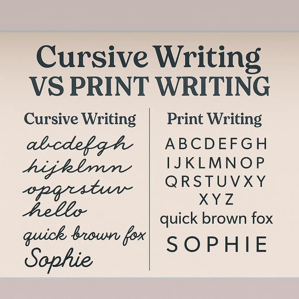 Cursive Writing vs Print Writing