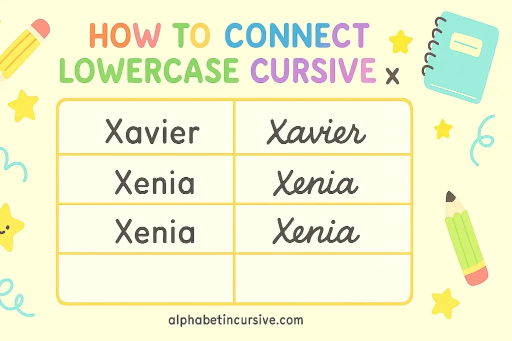 visual representation of How to connect uppercase cursive X
