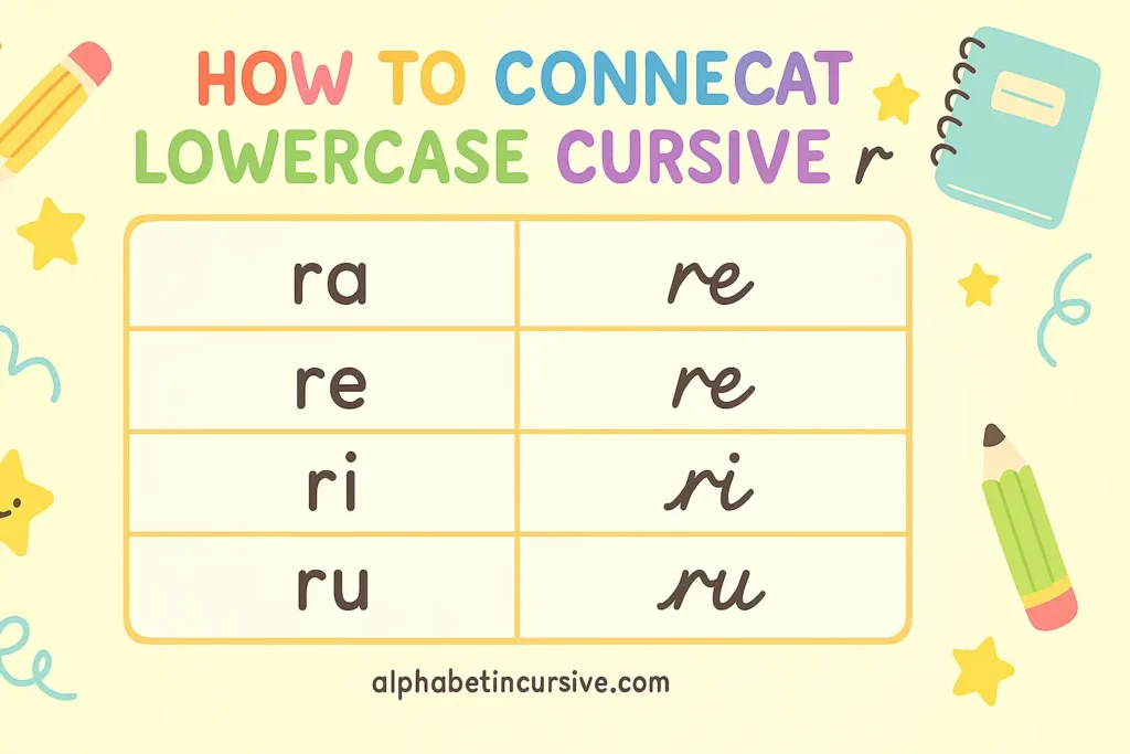 visual representation of How to Connect Lowercase Cursive R