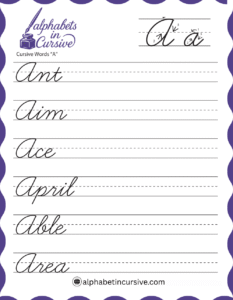 Free Printable Cursive Handwriting Worksheets