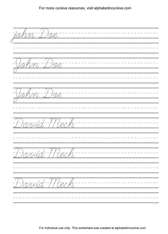Practice Your Signature  with cursive worksheet
