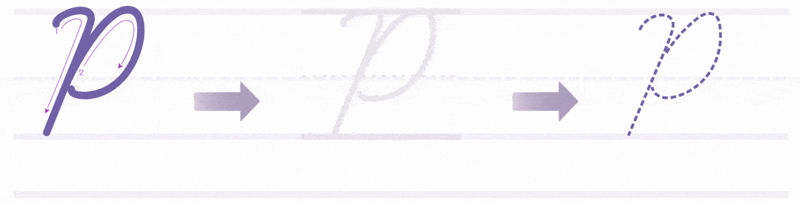 how to write uppercase cursive P tutorial