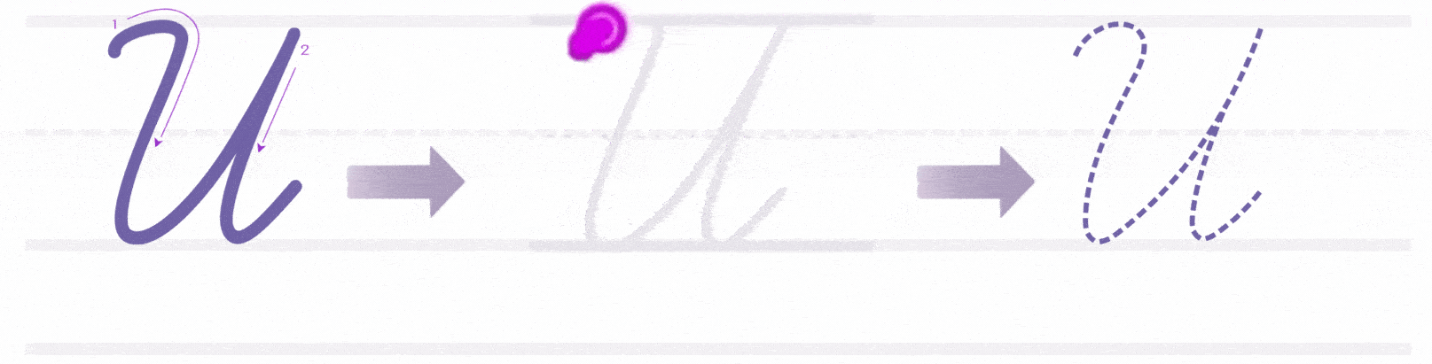 how to write uppercase cursive U tutorial 